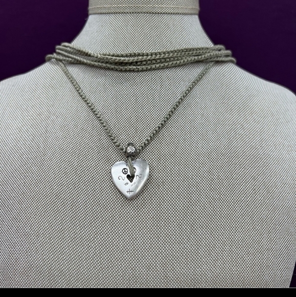 JOHNNY WAS Baby Lonia Heart Necklace Pendent choker Sage Rare Valentine - Picture 4 of 4